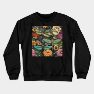 Dragonflies Flying Among The Flowers Crewneck Sweatshirt